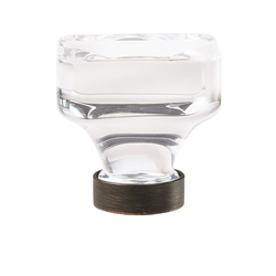 Glacio Knob 1-3/8 inch Diameter Clear Crystal/Oil Rubbed Bronze