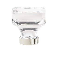 Glacio Knob 1-3/8 inch Diameter Clear Crystal/Polished Nickel
