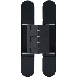  PMI 3-Way Adjustable Invisible Hinge, Door Thickness 1-1/2” (38mm) to 1-3/4” (45mm), Screw Covers Included, 1-1/4” (32mm) W x 7-1/16”(180mm) L x 1-1/8” (29mm) D, Matte Black Paint
