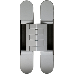  PMI 3-Way Adjustable Invisible Hinge, Door Thickness 1-1/2” (38mm) to 1-3/4” (45mm), Screw Covers Included, 1-1/4” (32mm) W x 7-1/16”(180mm) L x 1-1/8” (29mm) D, Silver Paint