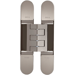  PMI 3-Way Adjustable Invisible Hinge, Door Thickness 1-1/2” (38mm) to 1-3/4” (45mm), Screw Covers Included, 1-1/4” (32mm) W x 7-1/16”(180mm) L x 1-1/8” (29mm) D, Satin Nickel