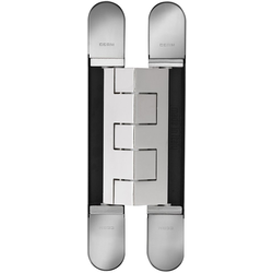  PMI 3-Way Adjustable Invisible Hinge, Door Thickness 1-1/2” (38mm) to 1-3/4” (45mm), Screw Covers Included, 1-1/4” (32mm) W x 9-1/16”(230mm) L x 1-1/8” (32mm) D, Nickel Plated