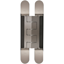 PMI 3-Way Adjustable Invisible Hinge, Door Thickness 1-1/2” (38mm) to 1-3/4” (45mm), Screw Covers Included, 1-1/4” (32mm) W x 9-1/16”(230mm) L x 1-1/8” (32mm) D, Satin Nickel