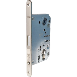 50mm Front-Center Magnetic Door Lock with Euro Cylinder Hole, Polished Nickel Plated