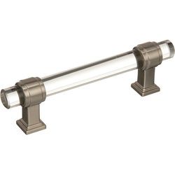 Glacio 3-3/4 Inch Center to Center Clear/Satin Nickel Cabinet Pull (Handle)