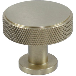 Diamond Knurling 1-3/8 Inch Diameter Cabinet Knob, Satin Brass
