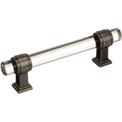 Glacio 3-3/4 Inch Center to Center Clear/Gunmetal Cabinet Pull (Handle)