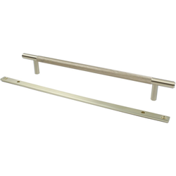 Diamond Knurling 7-9/16 Inch Center to Center Cabinet Pull, Satin Brass
