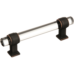 Glacio 3-3/4 Inch Center to Center Clear/Oil-Rubbed Bronze Cabinet Pull (Handle)