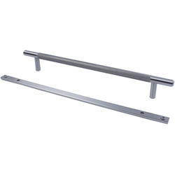 Diamond Knurling 7-9/16 Inch Center to Center Cabinet Pull, Matte Satin Nickel