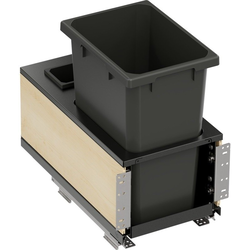 35 Quart VS ENVI BMT Bottom Mount Planero Single Soft-Close Waste Container For 12 Inch Face Frame / 13 Inch Frameless Opening W, Carbon Gray / Maple