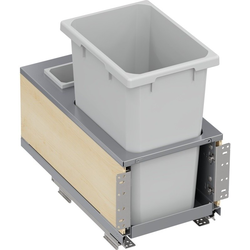 35 Quart VS ENVI BMT Bottom Mount Planero Single Soft-Close Waste Container For 12 Inch Face Frame / 13 Inch Frameless Opening W, Platinum / Maple