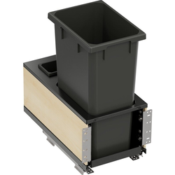 50 Quart VS ENVI BMT Bottom Mount Planero Single Soft-Close Waste Container For 12 Inch Face Frame / 13 Inch Frameless Opening W, Carbon Gray / Maple