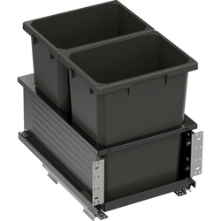2 X 35 Quart VS ENVI BMT Bottom Mount Planero Double Soft-Close Waste Container For 15 Inch Face Frame / 16 Inch Frameless Opening W, Carbon Gray