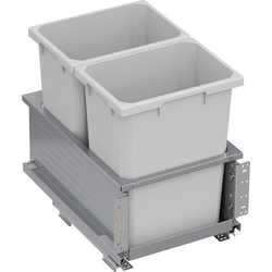 2 X 35 Quart VS ENVI BMT Bottom Mount Planero Double Soft-Close Waste Container For 15 Inch Face Frame / 16 Inch Frameless Opening W, Platinum