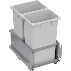 2 X 50 Quart VS ENVI BMT Bottom Mount Planero Double Soft-Close Waste Container For 15 Inch Face Frame / 16 Inch Frameless Opening W, Platinum
