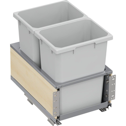 2 X 35 Quart VS ENVI BMT Bottom Mount Planero Double Soft-Close Waste Container For 15 Inch Face Frame / 16 Inch Frameless Opening W, Platinum / Maple