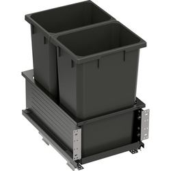 2 X 50 Quart VS ENVI BMT Bottom Mount Planero Double Soft-Close Waste Container For 15 Inch Face Frame / 16 Inch Frameless Opening W, Carbon Gray