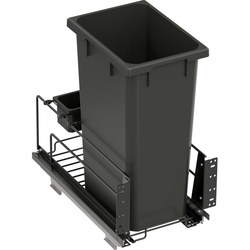 50 Quart VS ENVI BMT Bottom Mount Saphir Single Soft-Close Waste Container For 12 Inch Face Frame / 13 Inch Frameless Opening W, Carbon Gray