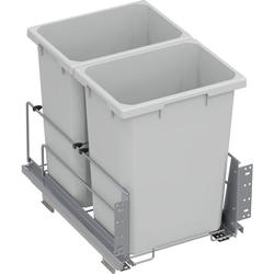 2 X 35 Quart VS ENVI BMT Bottom Mount Saphir Double Soft-Close Waste Container For 15 Inch Face Frame / 16 Inch Frameless Opening W, Platinum