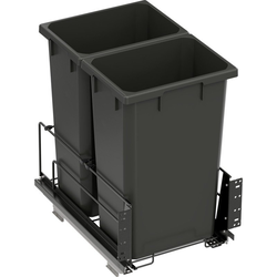 2 X 50 Quart VS ENVI BMT Bottom Mount Saphir Double Soft-Close Waste Container For 15 Inch Face Frame / 16 Inch Frameless Opening W, Carbon Gray