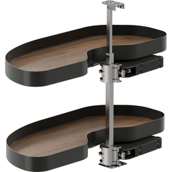 Cornerstone Maxx 2 Tray Blind Corner Swing-Out Organizer, Blind Right, Planero, Min Opening W 15" Face Frame / 16-1/4" Frameless, Inst H 25-9/16" to 33-3/16", Carbon Steel Gray / Walnut