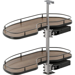 Cornerstone Maxx 2 Tray Blind Corner Swing-Out Organizer, Blind Right, Scalea, Min Opening W 15" Face Frame / 16-1/4" Frameless, Inst H 25-9/16" to 33-3/16", Carbon Steel Gray / Walnut