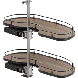 Cornerstone Maxx 2 Tray Blind Corner Swing-Out Organizer, Blind Left, Scalea, Min Opening W 15" Face Frame / 16-1/4" Frameless, Inst H 25-9/16" to 33-3/16", Carbon Steel Gray / Walnut
