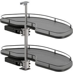 Cornerstone Maxx 2 Tray Blind Corner Swing-Out Organizer, Blind Left, Scalea, Min Opening W 18" Face Frame / 18-1/4" Frameless, Inst H 25-9/16" to 33-3/16", Carbon Steel Gray