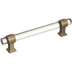 Glacio 5-1/16 Inch Center to Center Clear/Golden Champagne Cabinet Pull (Handle)