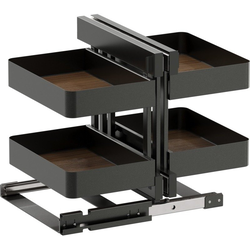 VS COR FLEX Planero Base Pullout For 15 Inch Minimum Cabinet Opening Width, Carbon Steel Gray / Walnut