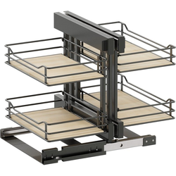 VS COR FLEX Scalea Base Pullout For 15 Inch Minimum Cabinet Opening Width, Carbon Steel Gray / Maple