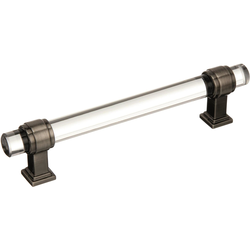 Glacio 5-1/16 Inch Center to Center Clear/Gunmetal Cabinet Pull (Handle)