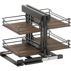 VS COR FLEX Scalea Base Pullout For 15 Inch Minimum Cabinet Opening Width, Carbon Steel Gray / Walnut
