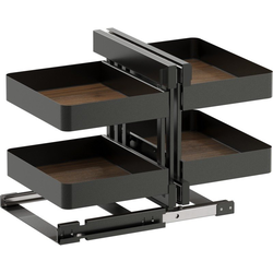 VS COR FLEX Planero Base Pullout For 17-1/2 Inch Minimum Cabinet Opening Width, Carbon Steel Gray / Walnut
