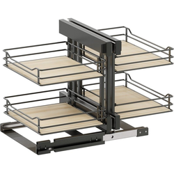 VS COR FLEX Scalea Base Pullout For 17-1/2 Inch Minimum Cabinet Opening Width, Carbon Steel Gray / Maple