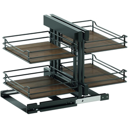 VS COR FLEX Scalea Base Pullout For 17-1/2 Inch Minimum Cabinet Opening Width, Carbon Steel Gray / Walnut