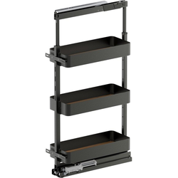37-1/2 to 47-1/4 Inch Height VS TAL Pantry Planero Base Pullout For 9 Inch Cabinet Opening Width, Carbon Steel Gray / Walnut
