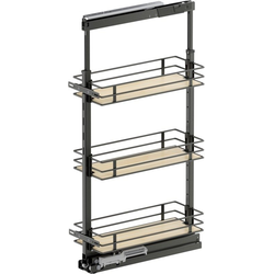 37-1/2 to 47-1/4 Inch Height VS TAL Pantry Scalea Base Pullout For 9 Inch Cabinet Opening Width, Carbon Steel Gray / Maple