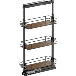 37-1/2 to 47-1/4 Inch Height VS TAL Pantry Scalea Base Pullout For 9 Inch Cabinet Opening Width, Carbon Steel Gray / Walnut