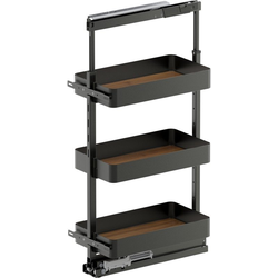 37-1/2 to 47-1/4 Inch Height VS TAL Pantry Planero Base Pullout For 12 Inch Cabinet Opening Width, Carbon Steel Gray / Walnut