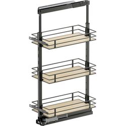 37-1/2 to 47-1/4 Inch Height VS TAL Pantry Scalea Base Pullout For 12 Inch Cabinet Opening Width, Carbon Steel Gray / Maple