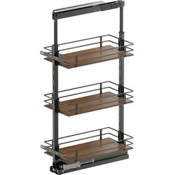 37-1/2 to 47-1/4 Inch Height VS TAL Pantry Scalea Base Pullout For 12 Inch Cabinet Opening Width, Carbon Steel Gray / Walnut