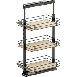 37-1/2 to 47-1/4 Inch Height VS TAL Pantry Scalea Base Pullout For 15 Inch Cabinet Opening Width, Carbon Steel Gray / Maple