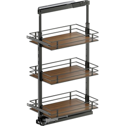 37-1/2 to 47-1/4 Inch Height VS TAL Pantry Scalea Base Pullout For 15 Inch Cabinet Opening Width, Carbon Steel Gray / Walnut