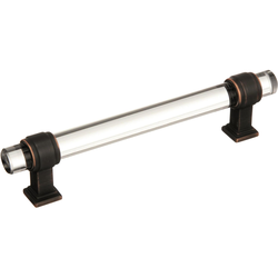 Glacio 5-1/16 Inch Center to Center Clear/Oil-Rubbed Bronze Cabinet Pull (Handle)
