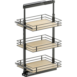 37-1/2 to 47-1/4 Inch Height VS TAL Pantry Scalea Base Pullout For 18 Inch Cabinet Opening Width, Carbon Steel Gray / Maple