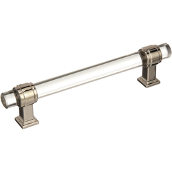 Glacio 5-1/16 Inch Center to Center Clear/Polished Nickel Cabinet Pull (Handle)