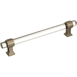 Glacio 6-5/16 Inch Center to Center Clear/Golden Champagne Cabinet Pull (Handle)
