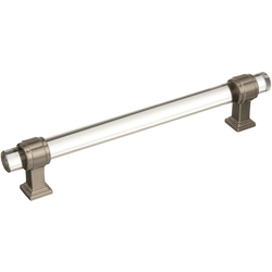 Glacio 6-5/16 Inch Center to Center Clear/Satin Nickel Cabinet Pull (Handle)